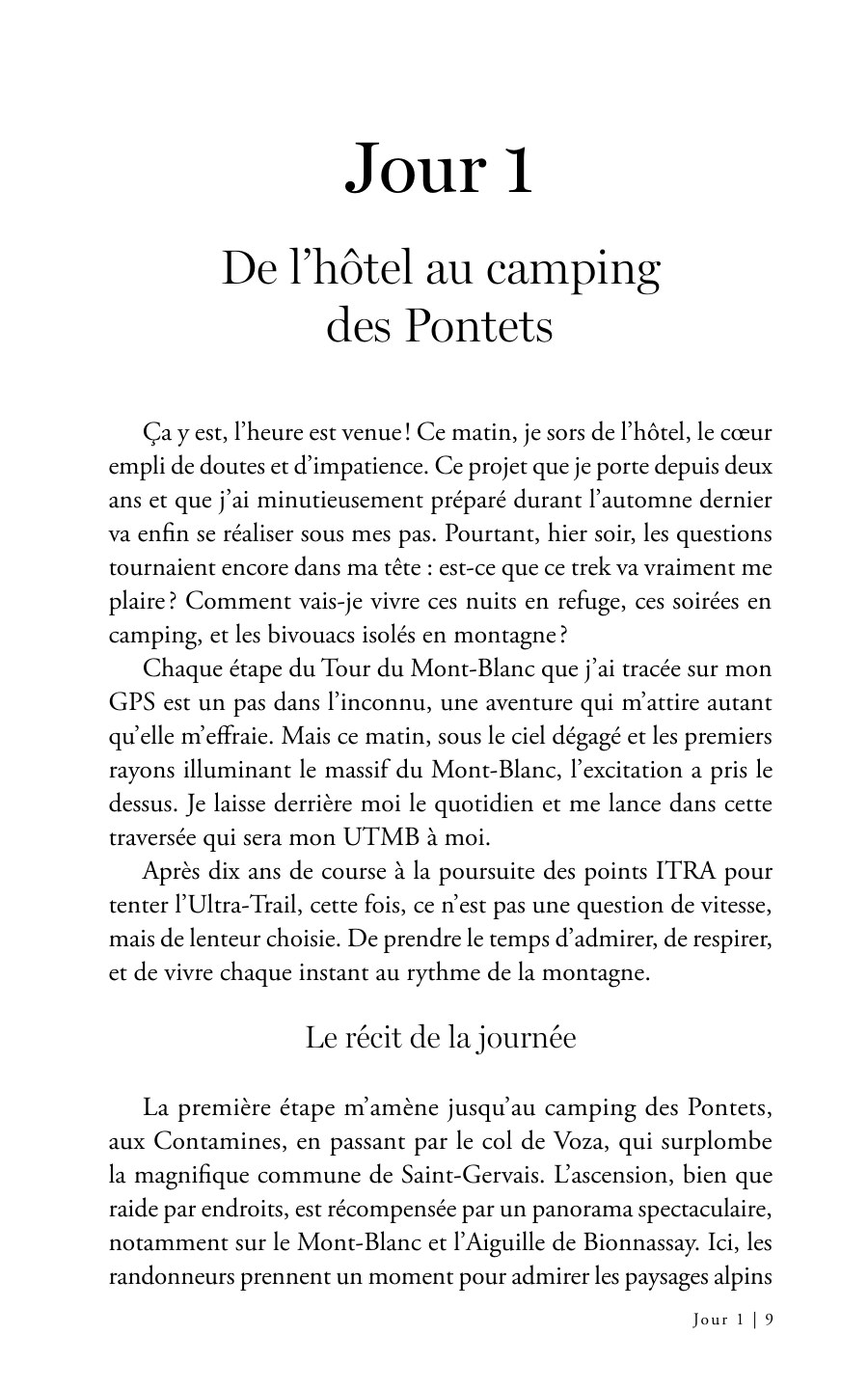 Exemple de page de récit dans le livre
